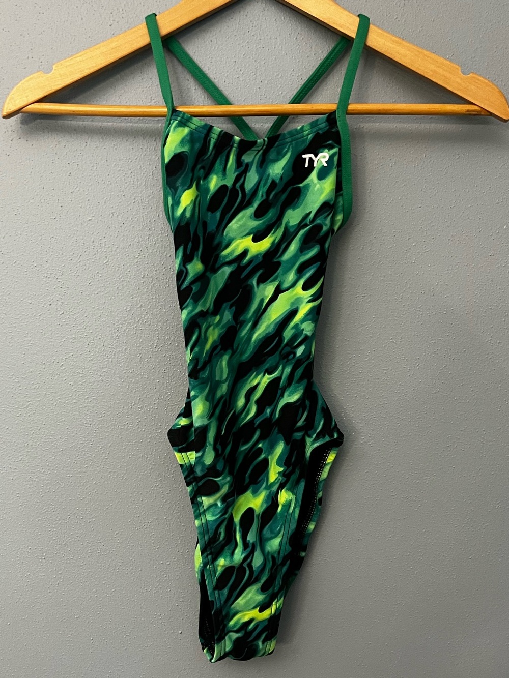 TYR Green Flame-Print Girls One-Piece Swimsuit